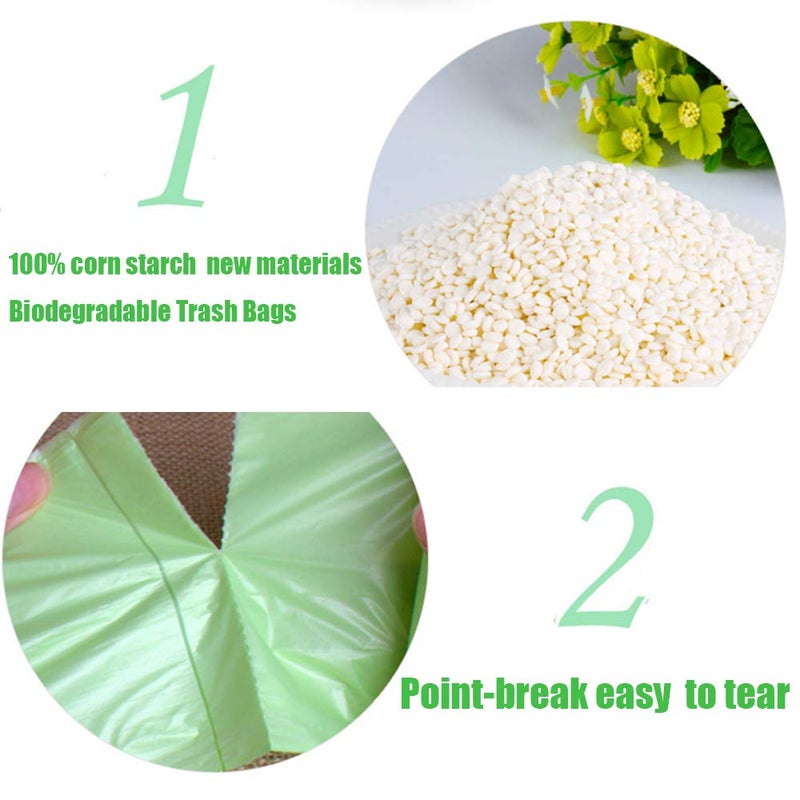 Techshare Trash Bags Biodegradable, Strong Rubbish Bags, Trash bags Recycling & Degradable Garbage Bags, Compostable Bags (Green, 13 Gallon) - Image 2